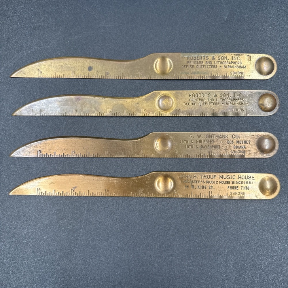 Vintage Lot (4) Copper Letter Openers Antique Omaha, Birmingham Lancaster